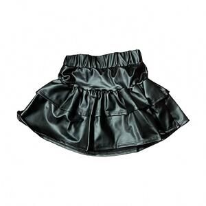 NEW TWEENSTYLE girl's pleather tiered skirt in black